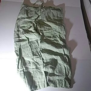 Mossimo 100 % Green Linen Pants Wide Leg Medium